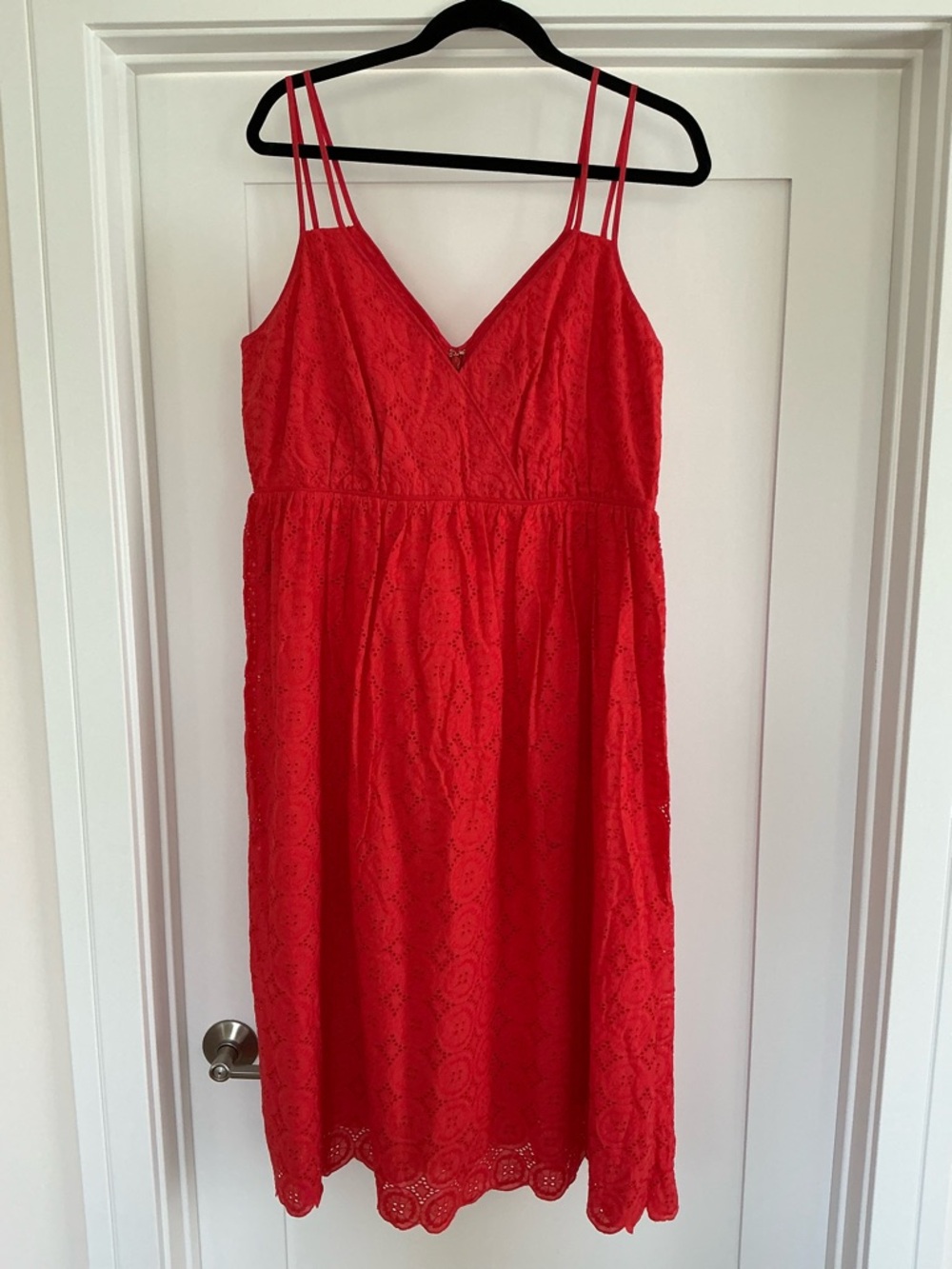 NWT J.Crew bright orange eyelet Spaghetti Strap Cotton Dress size 14.